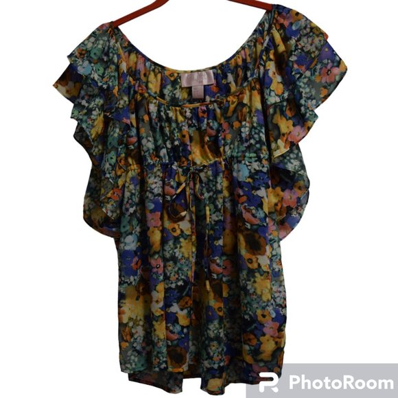 H&M The Garden Collection Sheer Floral Peasant Blouse. Dolman Sleeves. S… - Picture 1 of 8